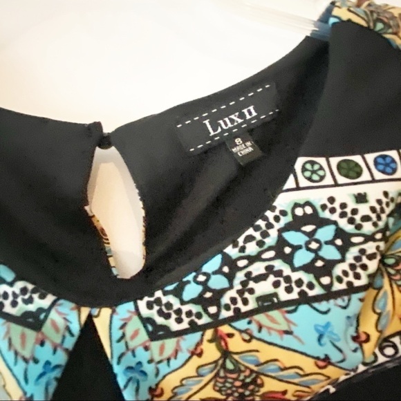 Lux II Shift Dress Black Pattern Size 8 - Picture 4 of 5